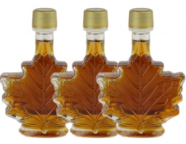 Sirop d’érable pur 3×50 ml-CANADA A Ambré, Goût Riche -Feuille Bouteille de verre