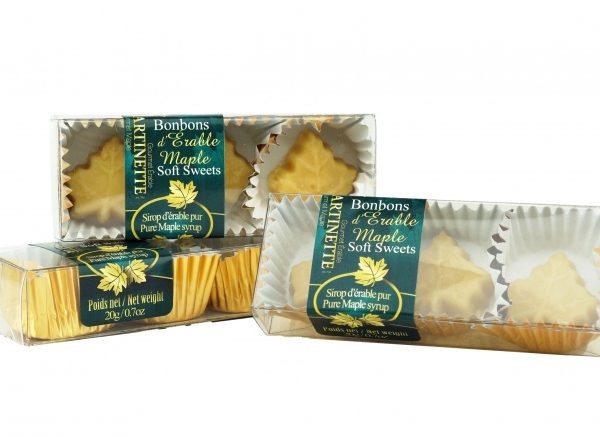 Purs bonbons fondants d’érable – 3 Boîtes de 3 mcx de 20g / 0.7 oz-Forme de feuille d’érable