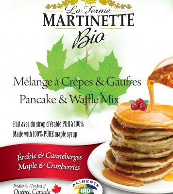 ÉRABLE-CANNEBERGES BIO 250g- Mélange à Crêpes-Gaufres
