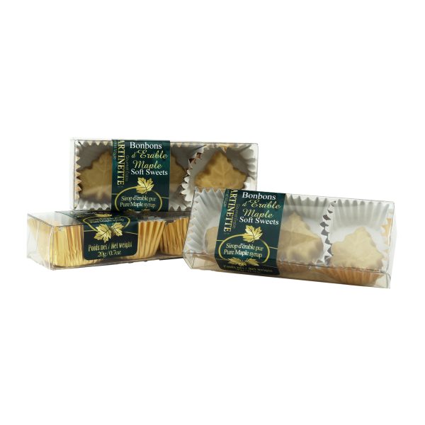 Purs bonbons fondants d'érable - 3 Boîtes de 3 mcx de 20g / 0.7 oz-Forme de feuille d'érable