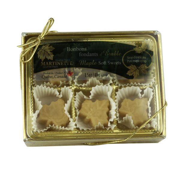 Purs bonbons fondants d’érable- boîte 6 mcx (40 g / 1.5 oz) Forme de feuille d’érable