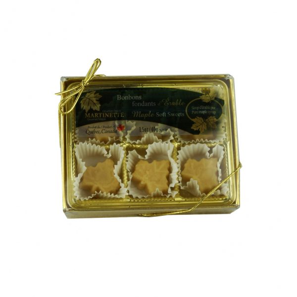 Purs bonbons fondants d’érable- boîte 6 mcx (40 g / 1.5 oz) Forme de feuille d’érable