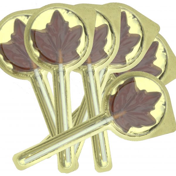 Suçons clairs au sirop d’érable – Sac 6 suçons x 20g en forme de feuilles d’érable
