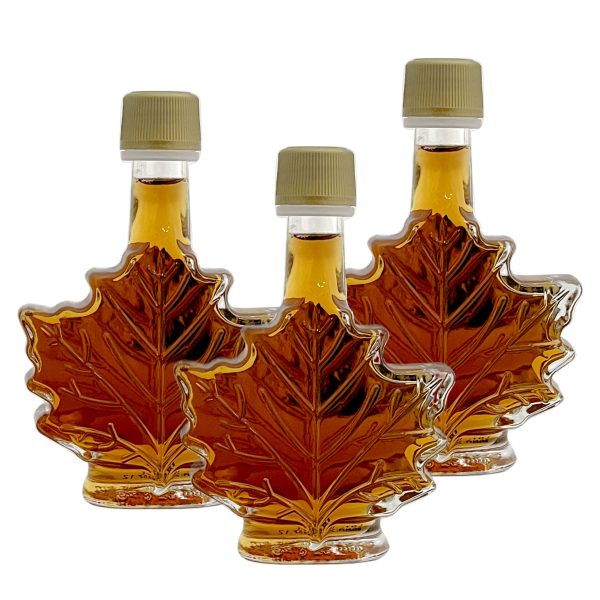 Sirop d’érable pur 3×50 ml-CANADA A Ambré, Goût Riche -Feuille Bouteille de verre