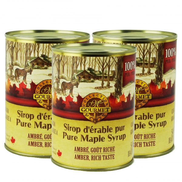 Sirop d'érable Pur CANADA A- Ambré, Goût Riche 3x540ml
