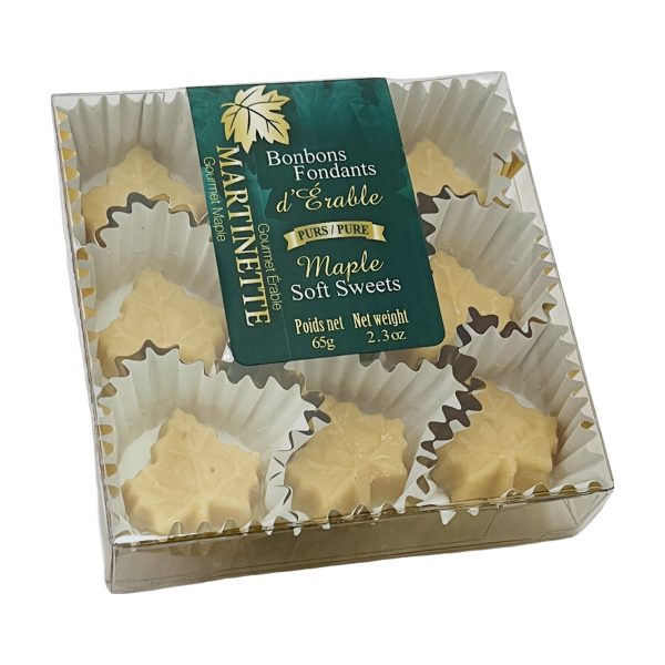 Purs bonbons fondants d’érable- boîte 9 mcx (65 g / 2.3 oz) Forme de feuille d’érable