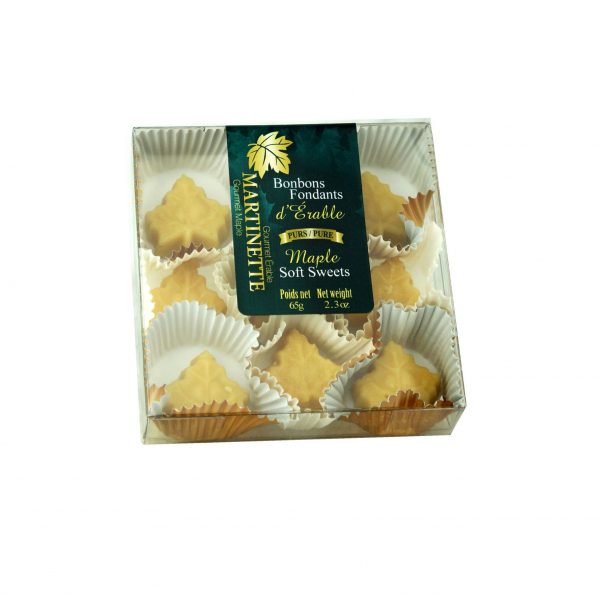 Purs bonbons fondants d’érable- boîte 9 mcx (65 g / 2.3 oz) Forme de feuille d’érable