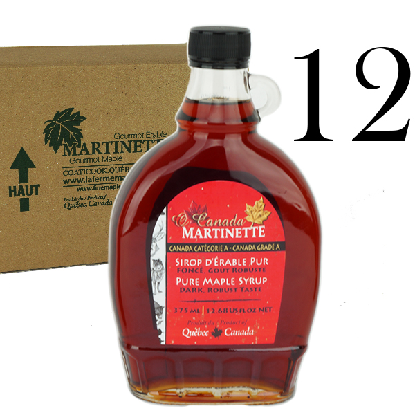 O CANADA- Sirop d’érable Pur- FONCÉ, Goût Robuste 12X375ml