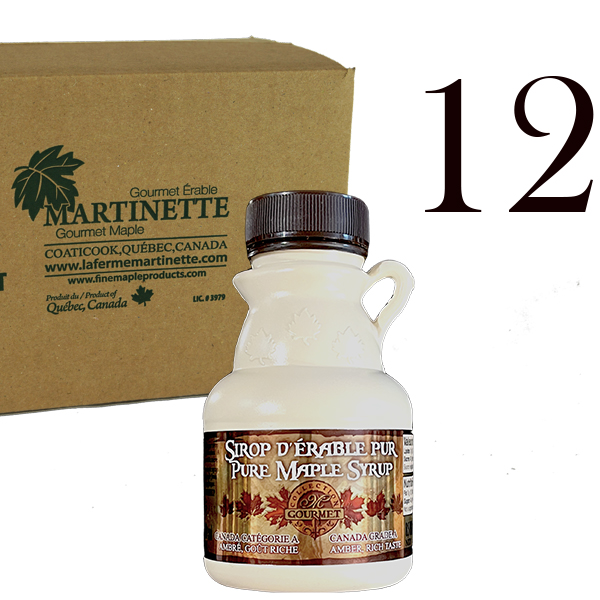 Sirop d'érable pur 12x250 ml CANADA A - Ambré, Goût Riche - Cruchon