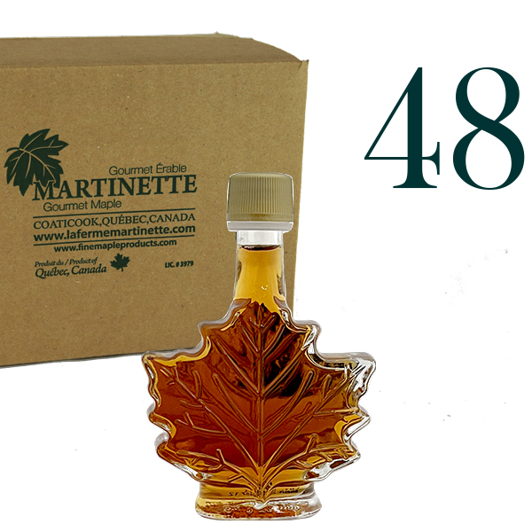 Sirop d’érable pur 48×50 ml-CANADA A Ambré, Goût Riche -Feuille Bouteille de verre